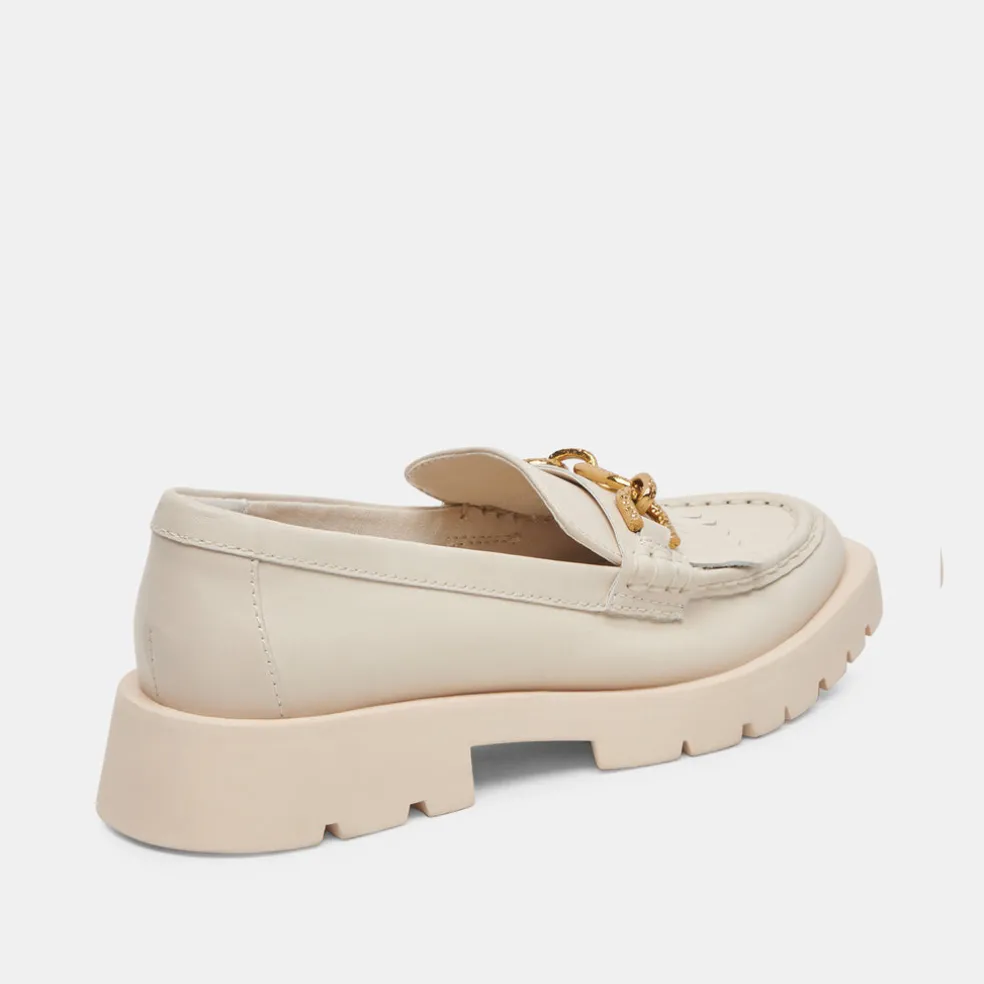 Erna Flats Ivory Leather