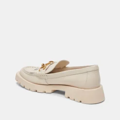 Erna Flats Ivory Leather
