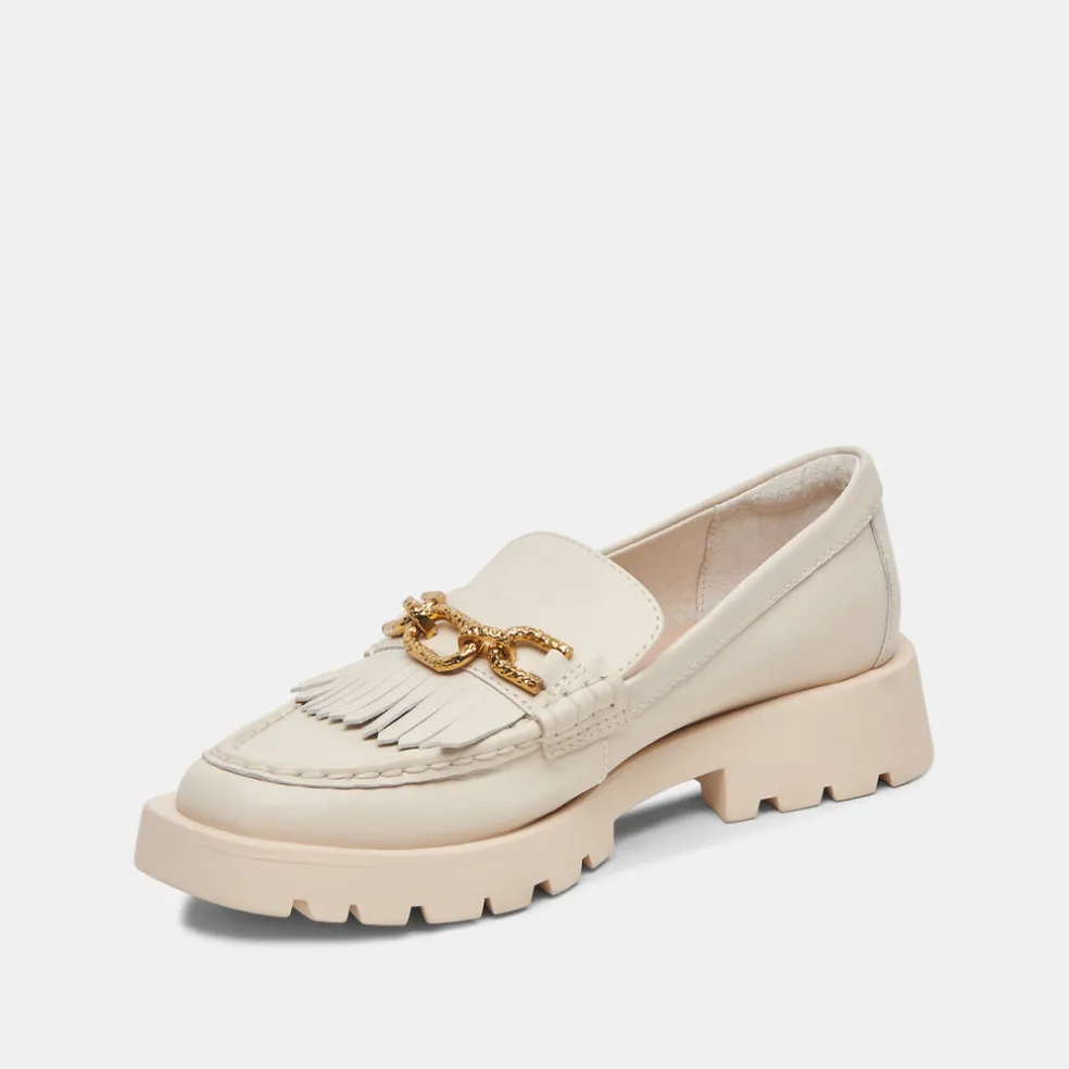 Erna Flats Ivory Leather