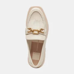 Erna Flats Ivory Leather