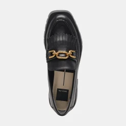 Erna Wide Flats Black Leather