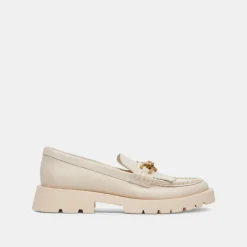Erna Wide Flats Ivory Leather