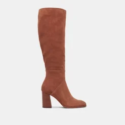 Fynn Wide Calf Boots Dk Brown Suede