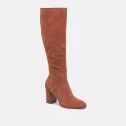 Fynn Wide Calf Boots Dk Brown Suede