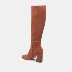 Fynn Wide Calf Boots Dk Brown Suede