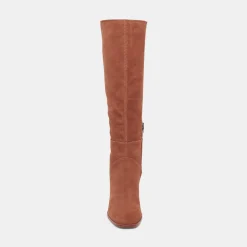 Fynn Wide Calf Boots Dk Brown Suede