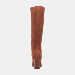 Fynn Wide Calf Boots Dk Brown Suede