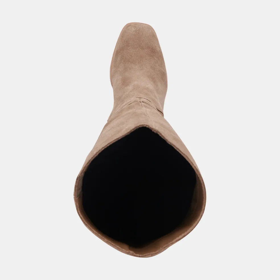 Fynn Wide Calf Boots Truffle Suede