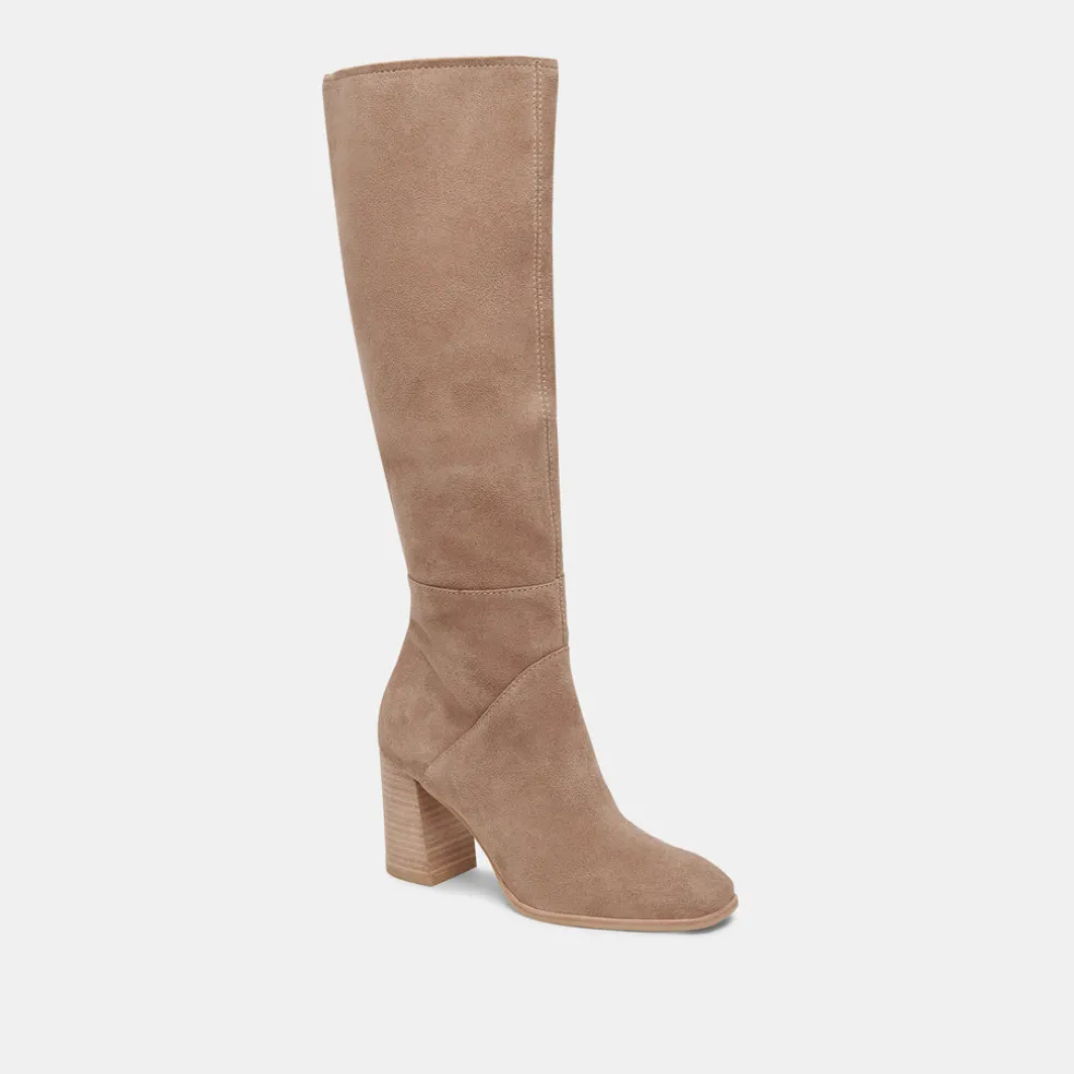 Fynn Wide Calf Boots Truffle Suede