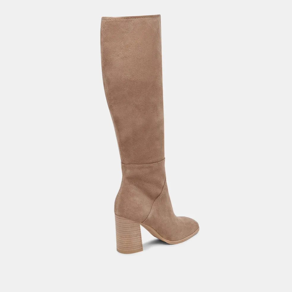 Fynn Wide Calf Boots Truffle Suede