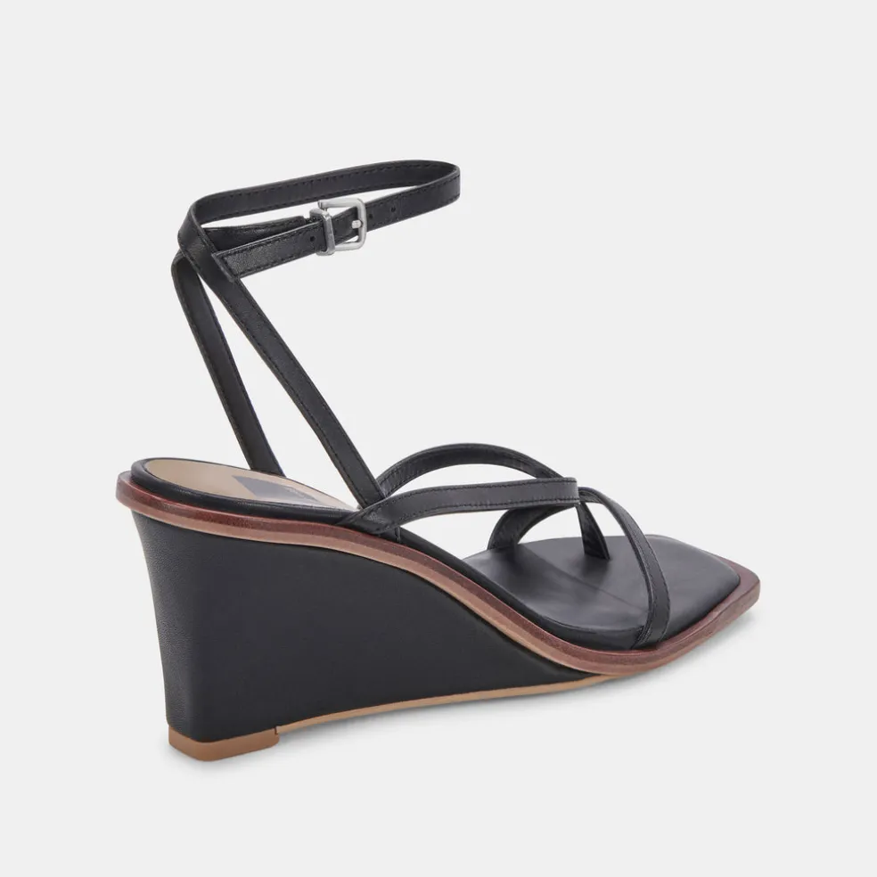 Gemini Wedges Black Leather