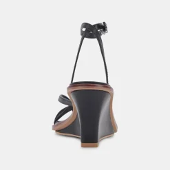 Gemini Wedges Black Leather