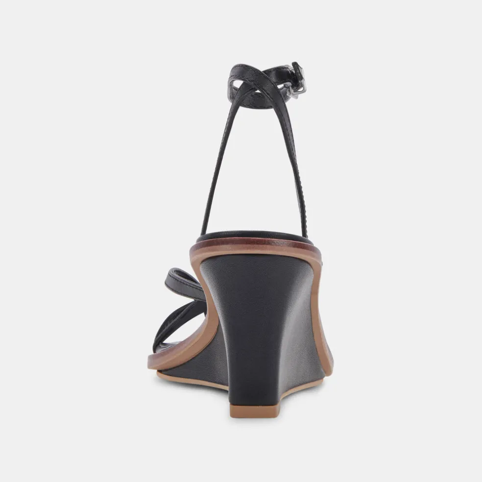 Gemini Wedges Black Leather