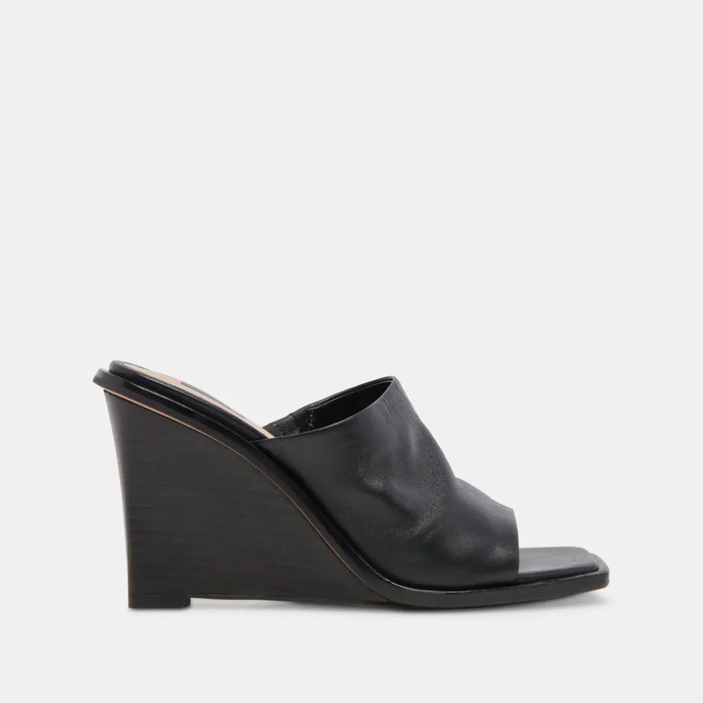 Gilded Wedges Black Leather
