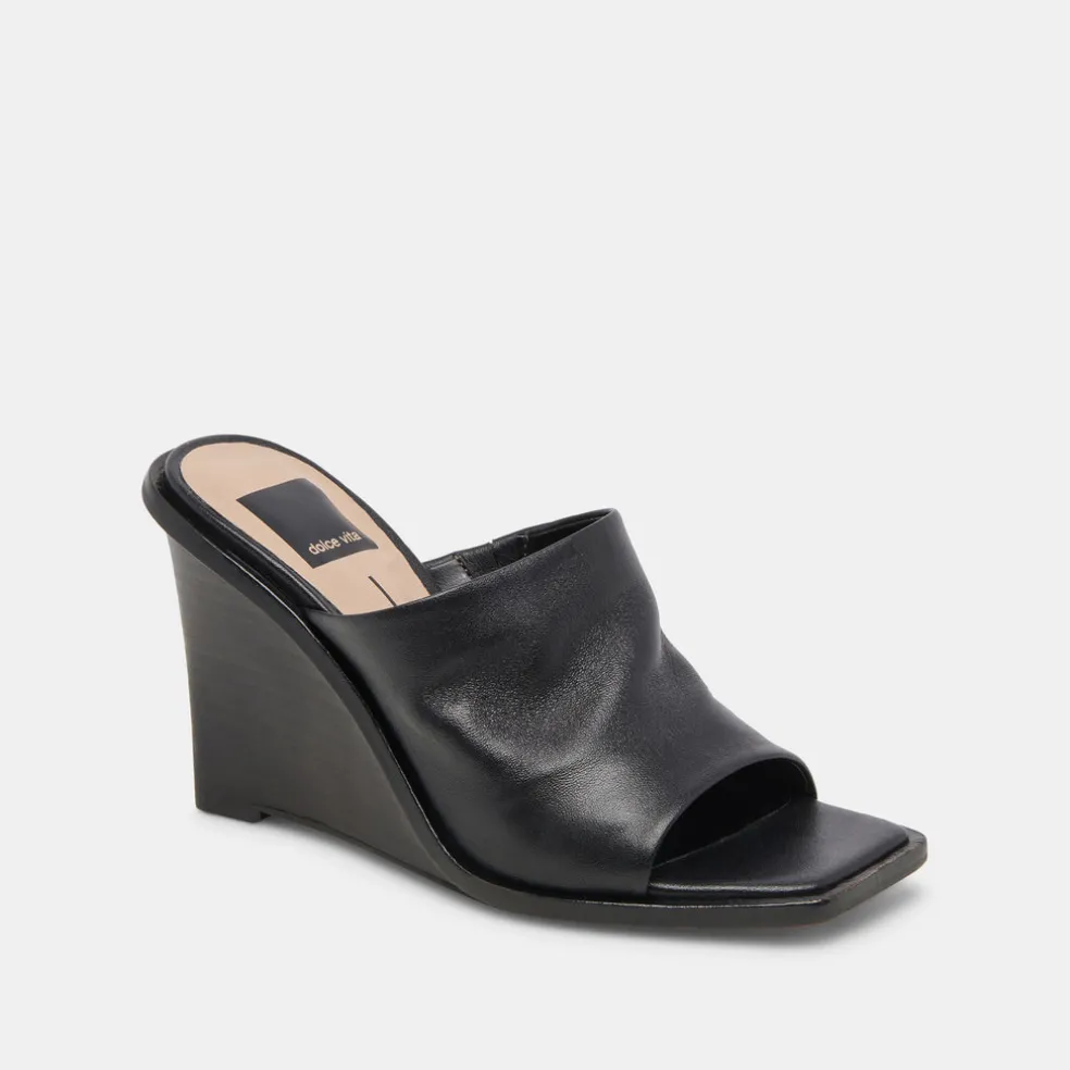 Gilded Wedges Black Leather