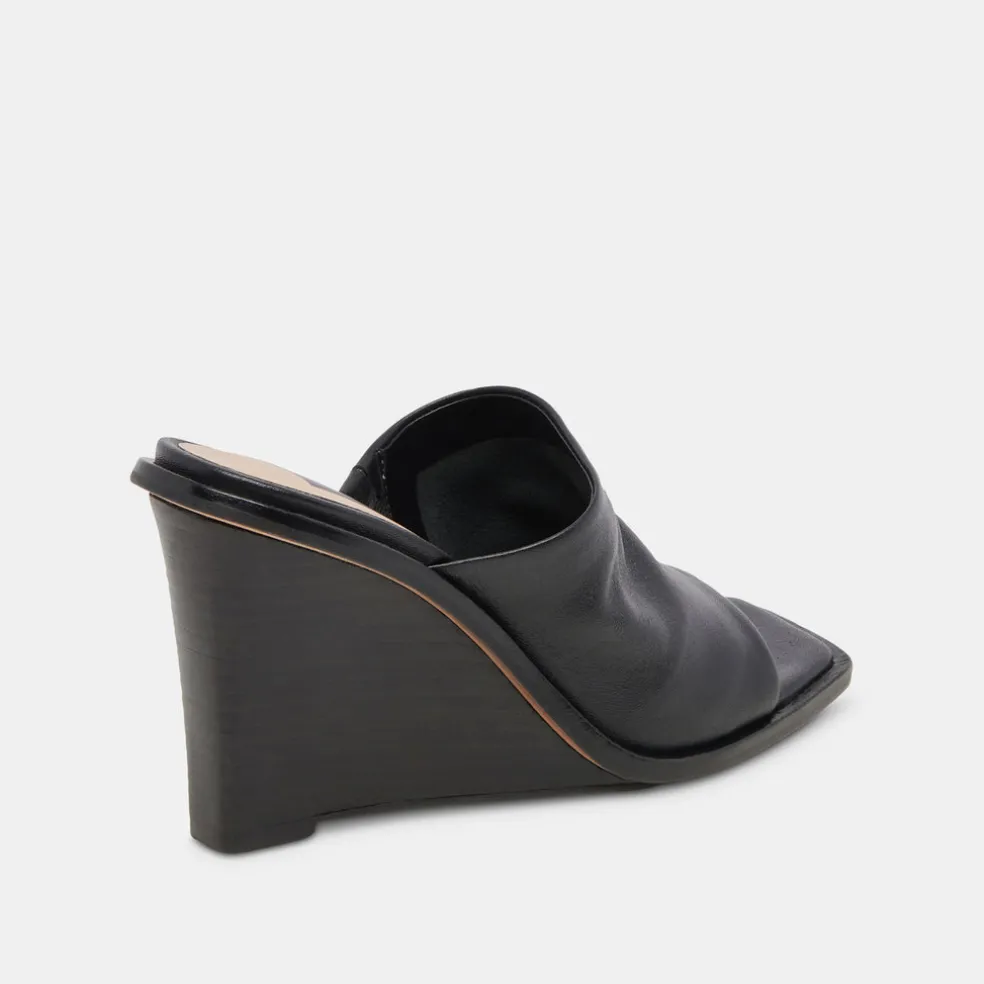 Gilded Wedges Black Leather