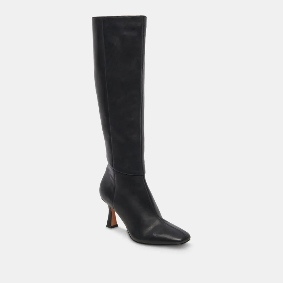 Gyra Wide Calf Boots Black Leather