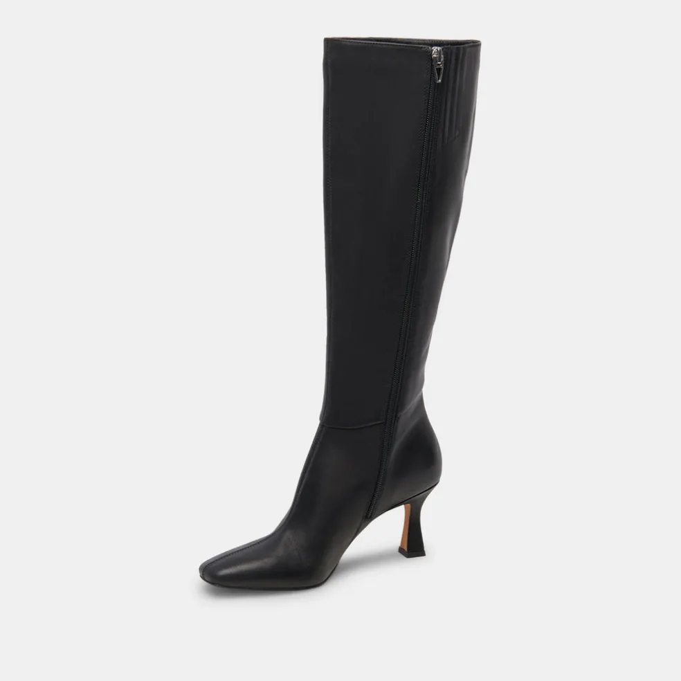 Gyra Wide Calf Boots Black Leather