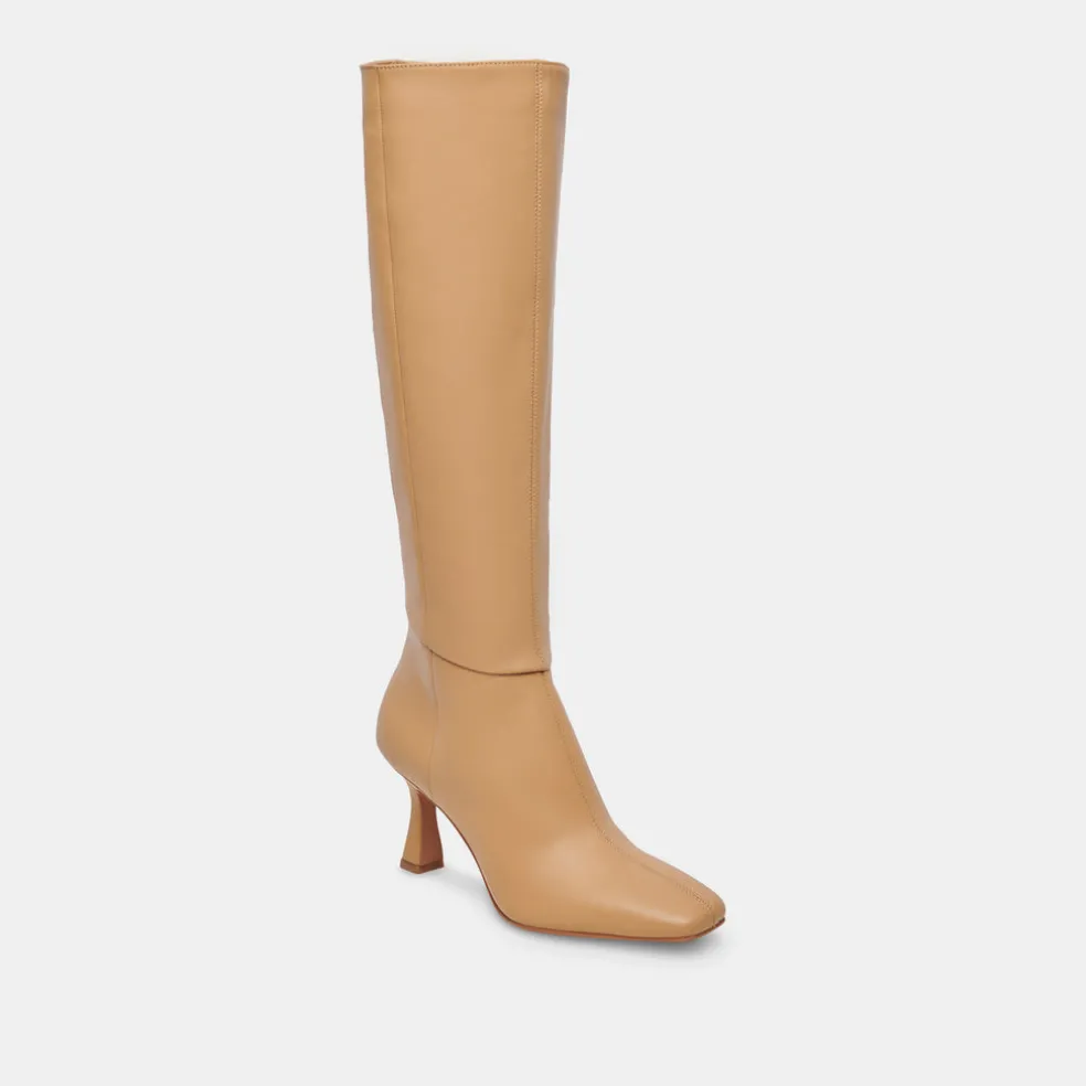 Gyra Wide Calf Boots Tan Leather