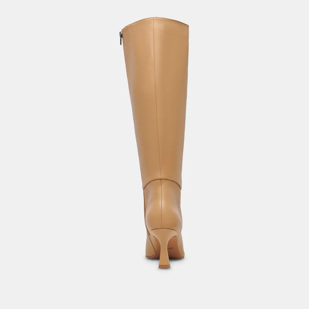 Gyra Wide Calf Boots Tan Leather