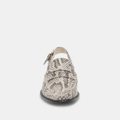 Hardi Loafers Black White Embossed Snake