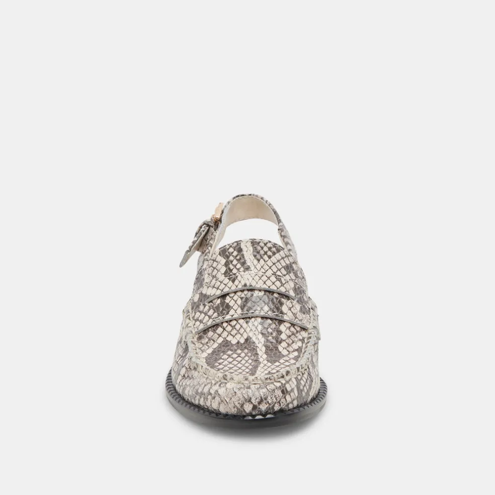 Hardi Loafers Black White Embossed Snake