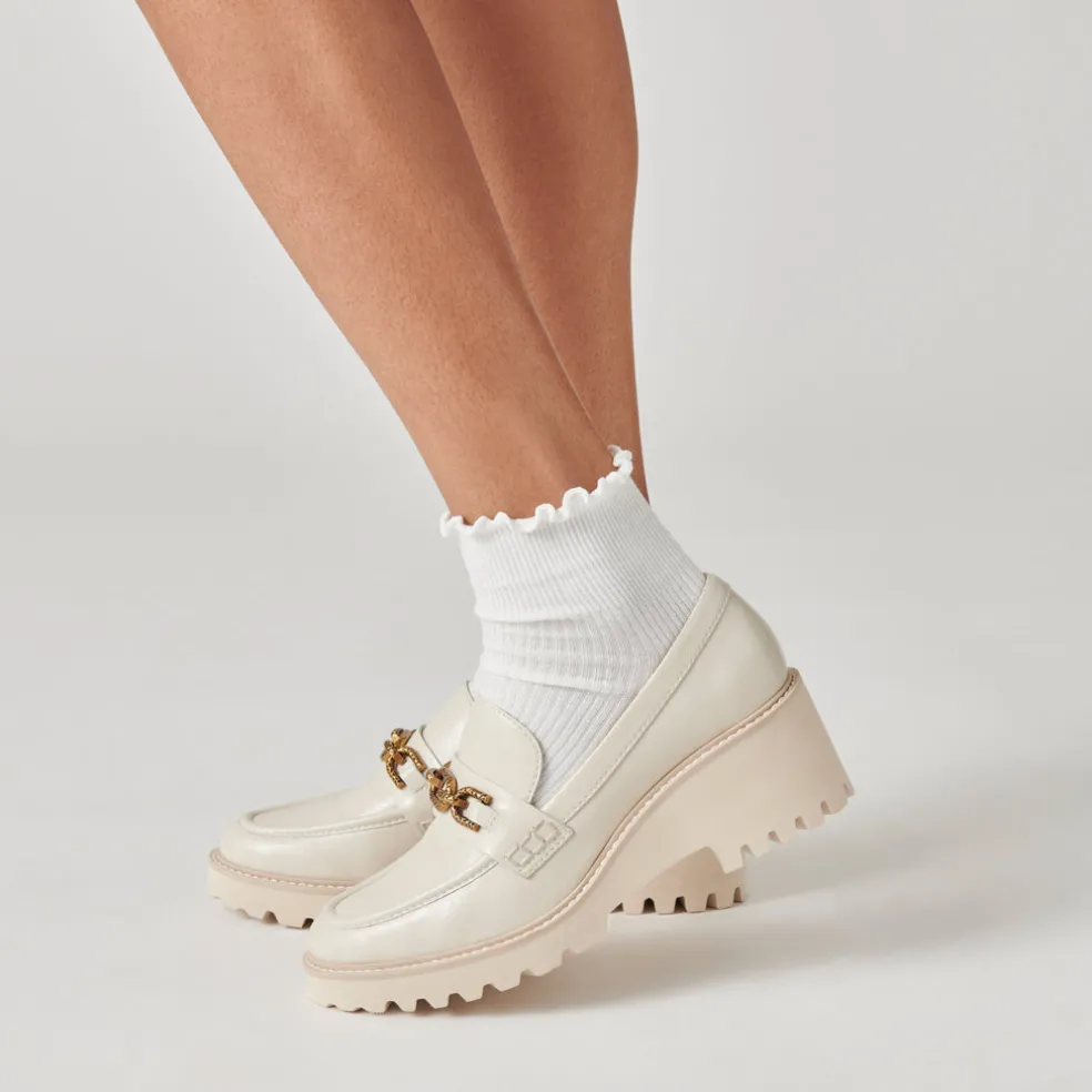 Harlen Loafers Ivory Crinkle Patent