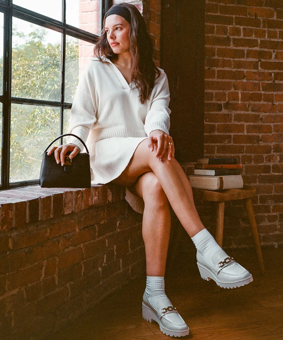Harlen Loafers Ivory Crinkle Patent