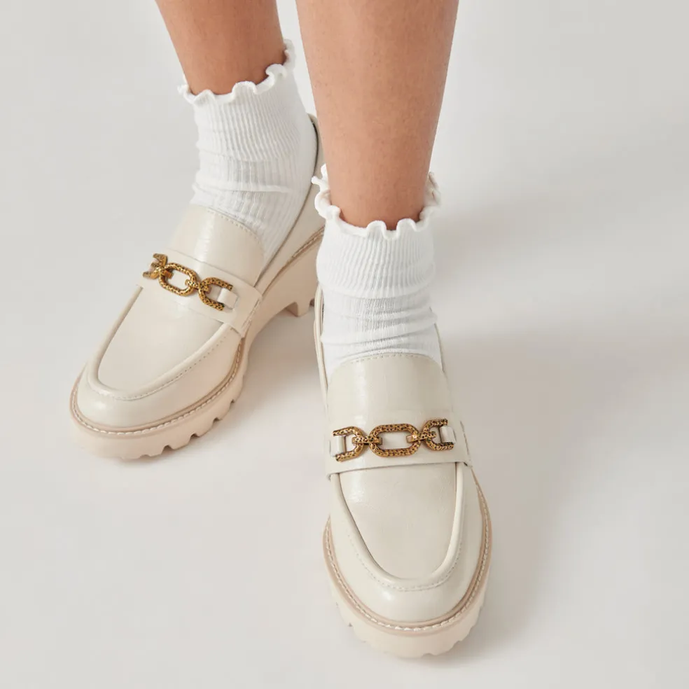 Harlen Loafers Ivory Crinkle Patent
