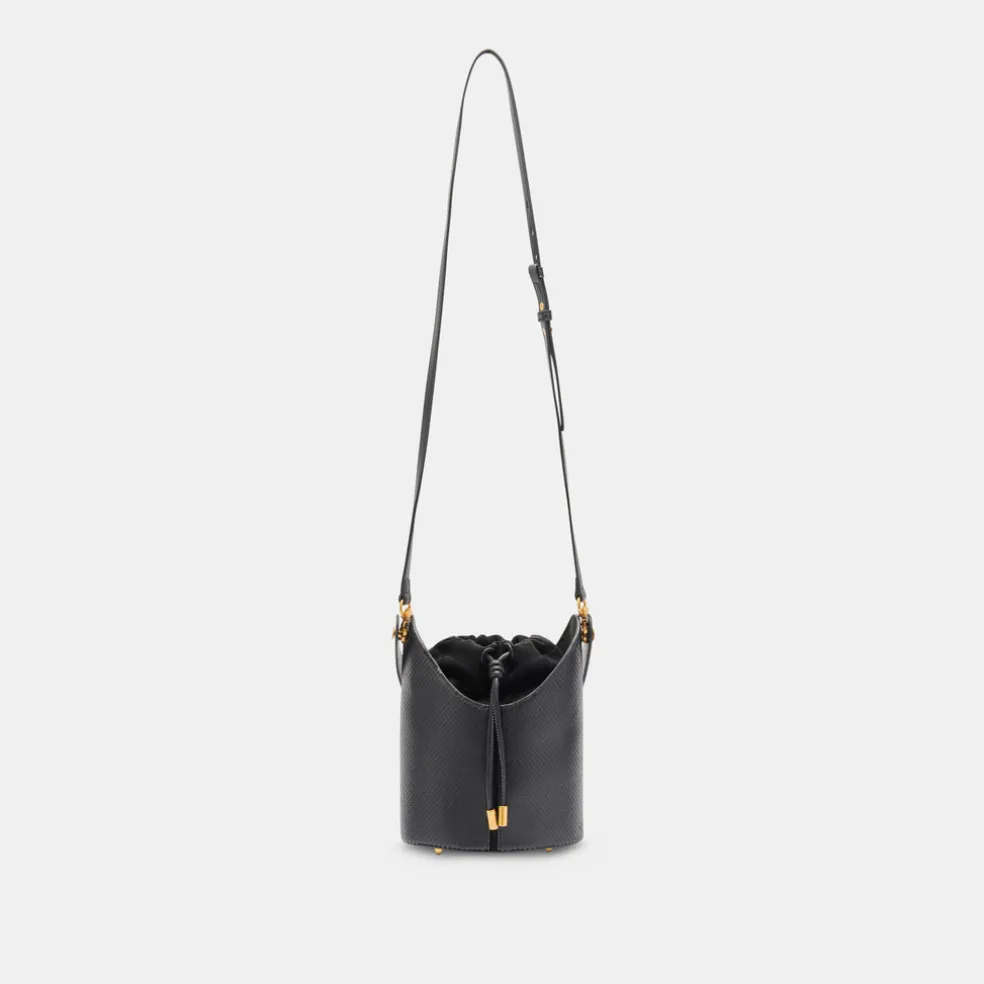 Harriet Bucket Bag Black Snake Leather