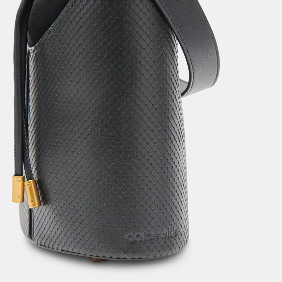 Harriet Bucket Bag Black Snake Leather