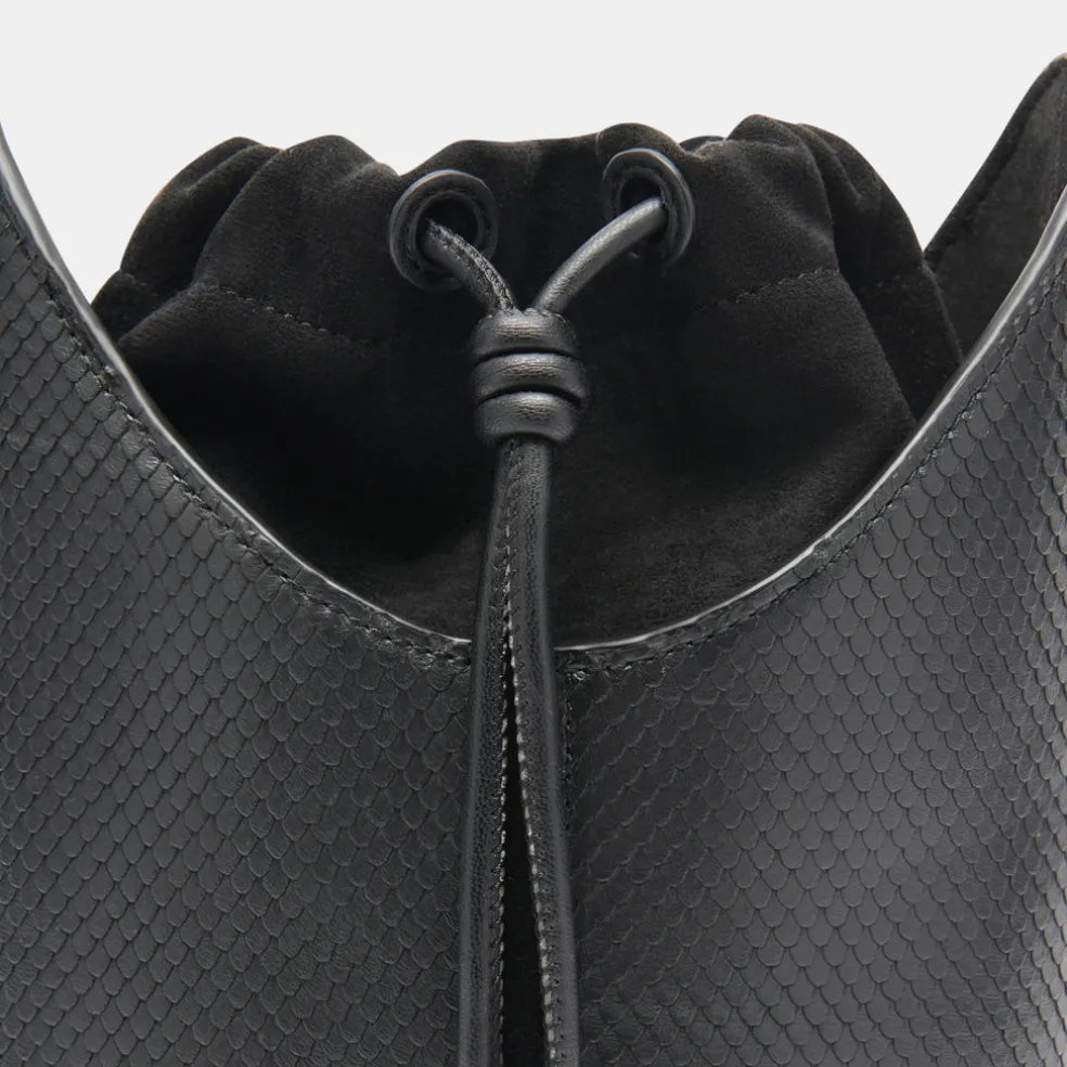 Harriet Bucket Bag Black Snake Leather