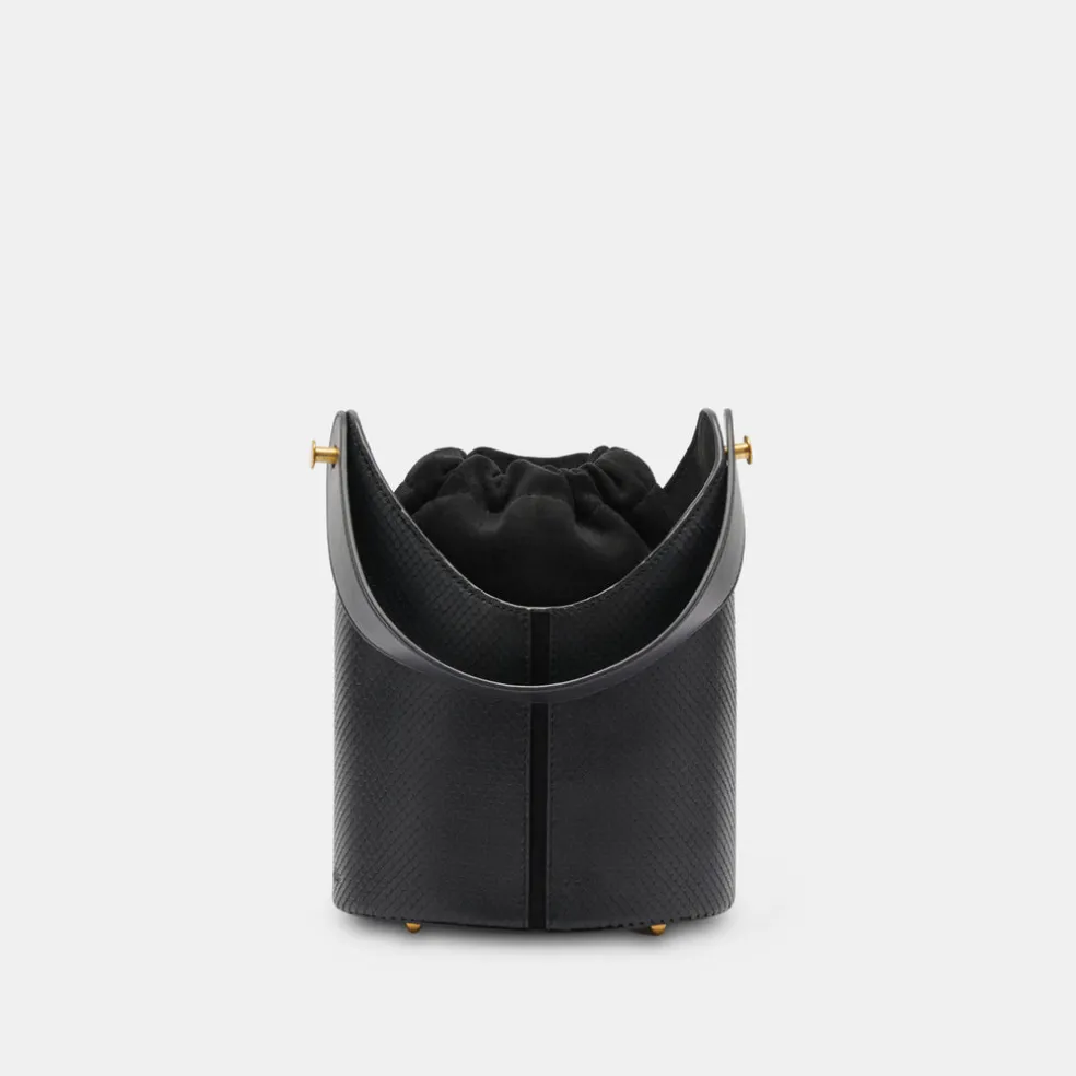 Harriet Bucket Bag Black Snake Leather