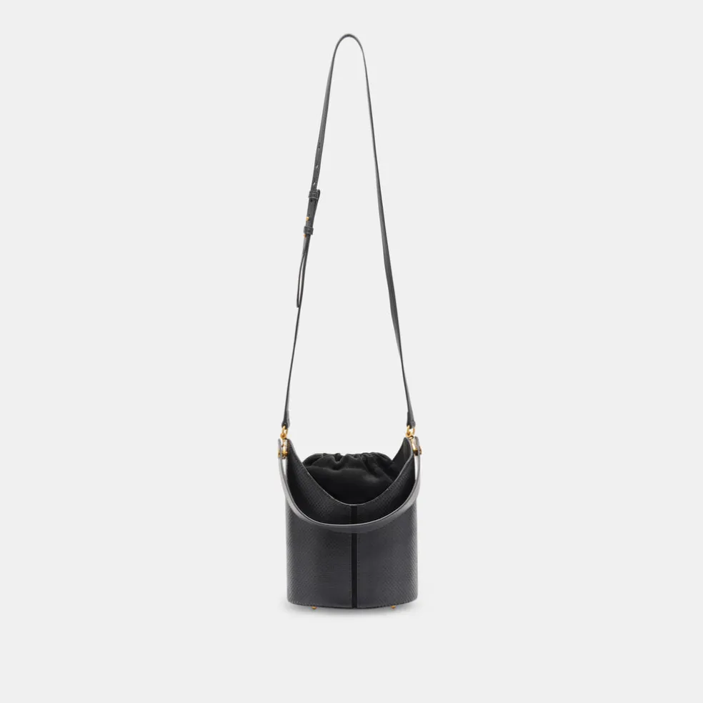 Harriet Bucket Bag Black Snake Leather