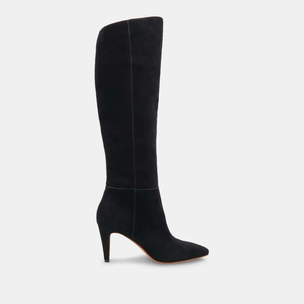 Haze Wide Calf Boots Onyx Suede