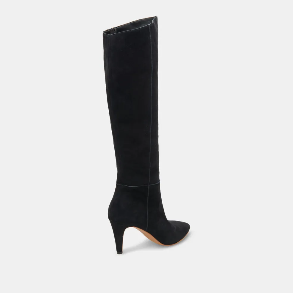 Haze Wide Calf Boots Onyx Suede