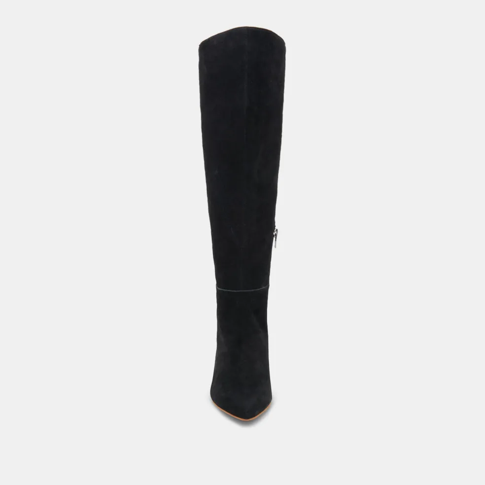 Haze Wide Calf Boots Onyx Suede