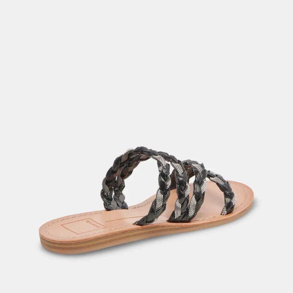 Khloe Sandals Black Rhinestone