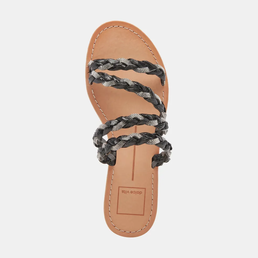 Khloe Sandals Black Rhinestone
