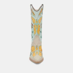 Lelou Boots Ivory Multi Leather
