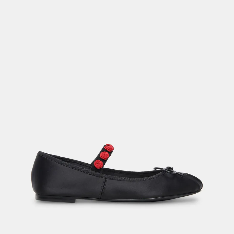 Lilly Ballet Flats Black Multi Satin