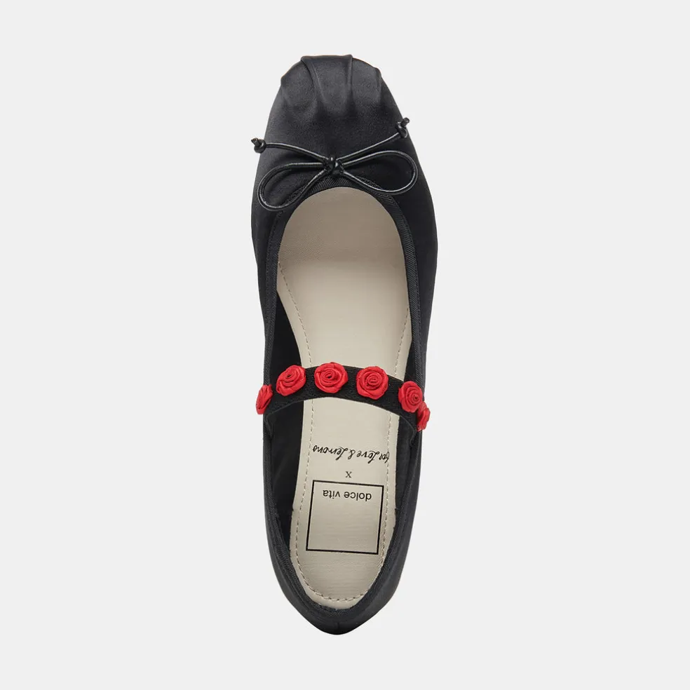 Lilly Ballet Flats Black Multi Satin