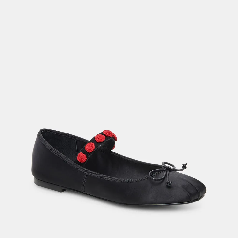 Lilly Ballet Flats Black Multi Satin