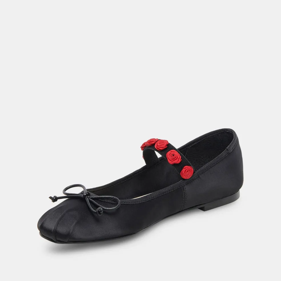 Lilly Ballet Flats Black Multi Satin