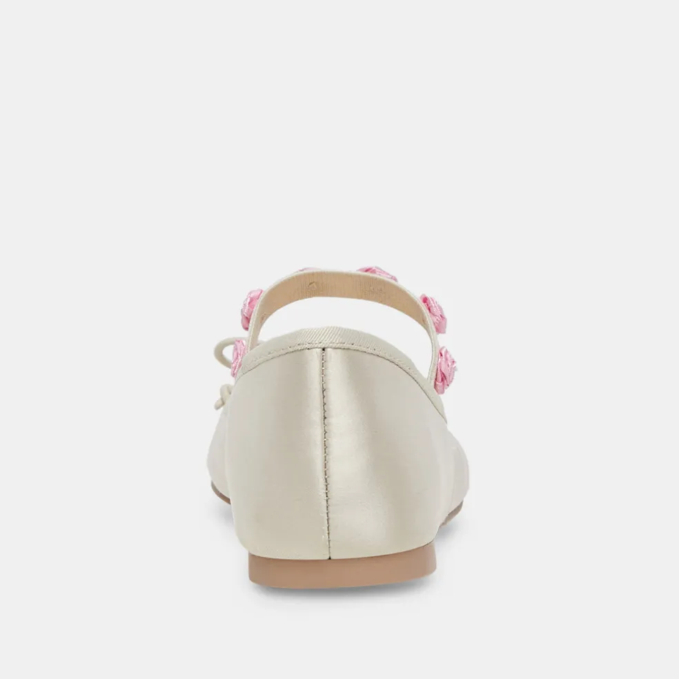 Lilly Ballet Flats Ivory Multi Satin
