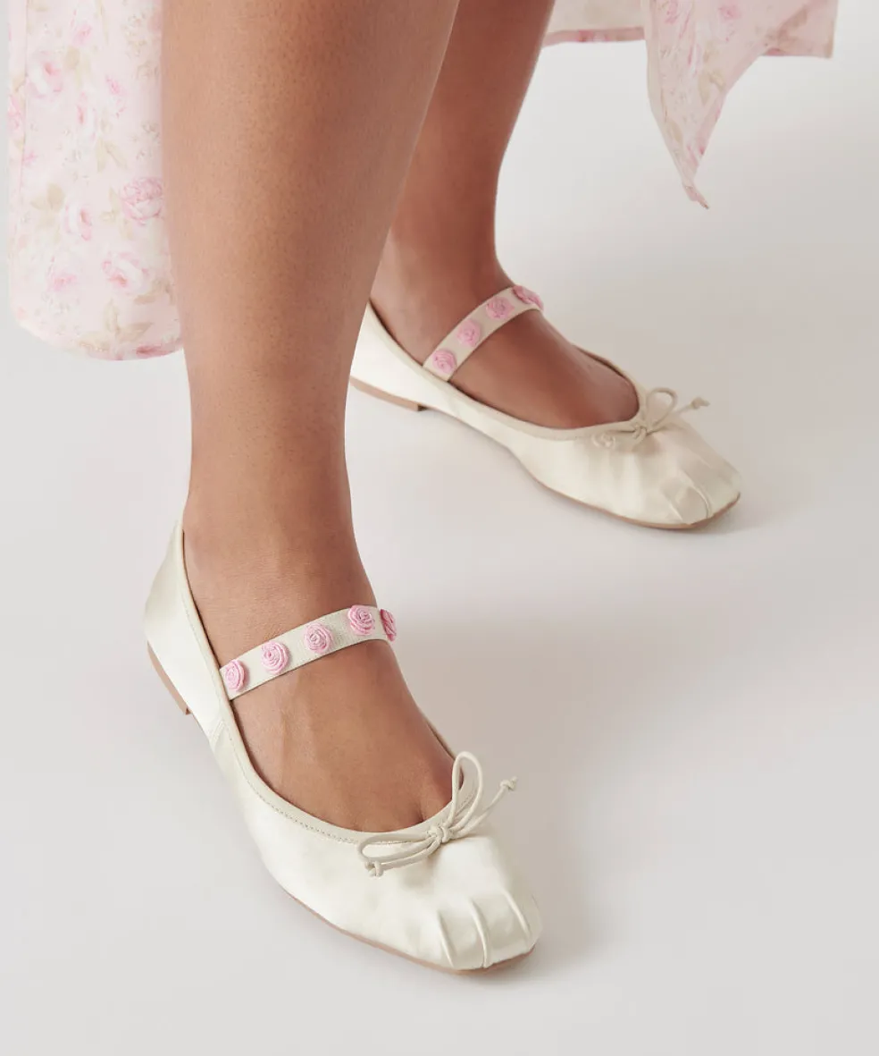 Lilly Ballet Flats Ivory Multi Satin