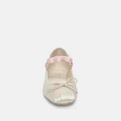 Lilly Ballet Flats Ivory Multi Satin