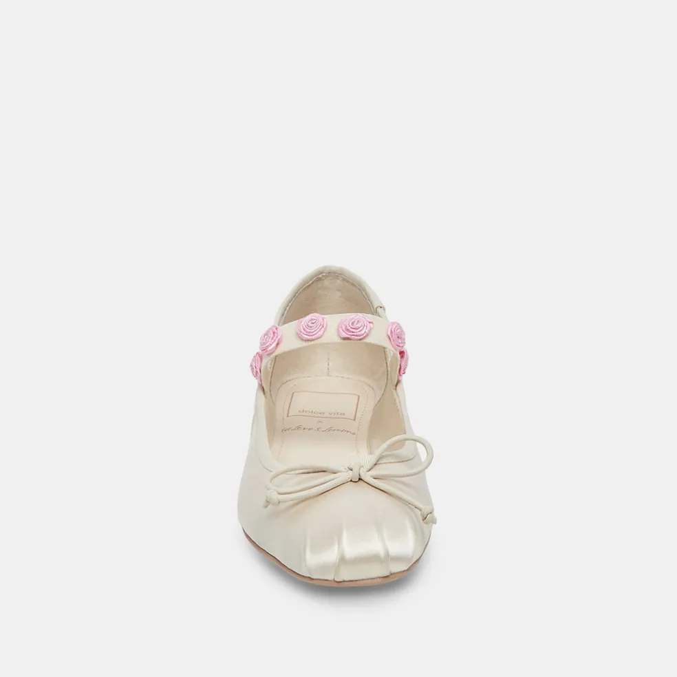 Lilly Ballet Flats Ivory Multi Satin