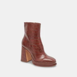 Lochly Boots Walnut Embossed Leather