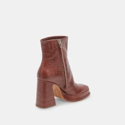 Lochly Boots Walnut Embossed Leather